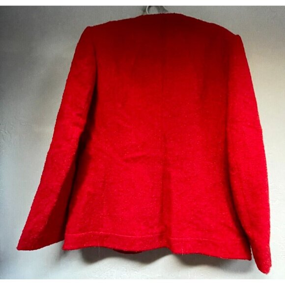 Vintage Schrader Sport Womens Wool Mock Neck Button Cardigan Sweater Size 12 Red - Picture 2 of 8